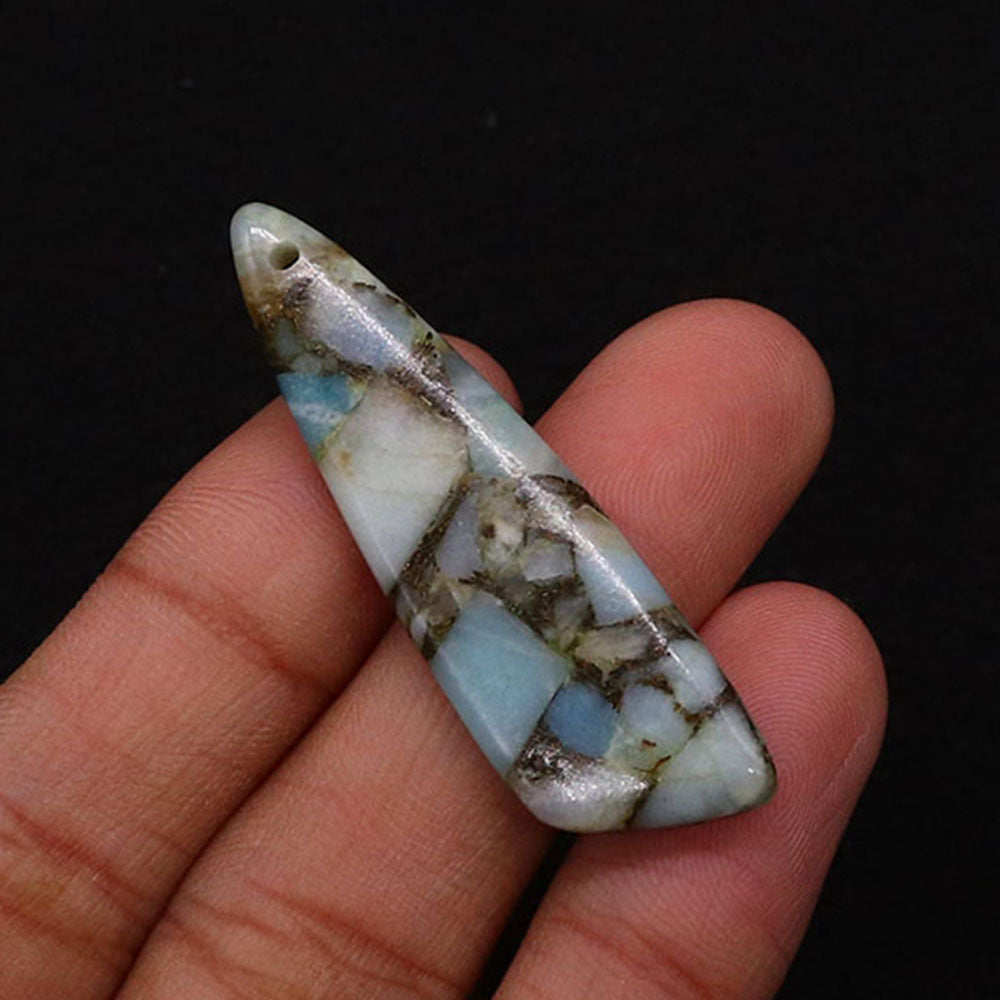 Irregular Natural Stone Pendant With Dyed Turquoise Inlay Featuring Emperor Stone Accent