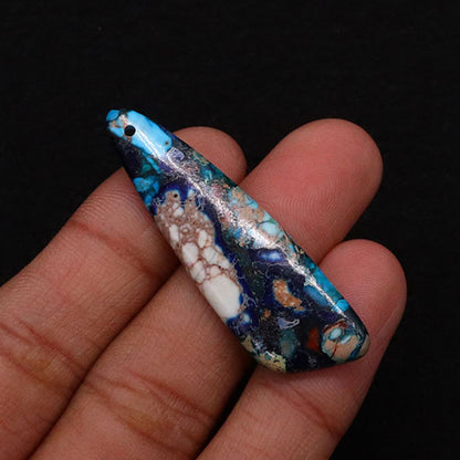 Irregular Natural Stone Pendant With Dyed Turquoise Inlay Featuring Emperor Stone Accent