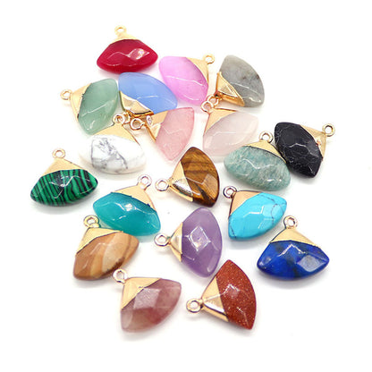Electroplated Natural Stone Pendant With Copper Plated Finish And Malachite Inlay Featuring Stone Texture