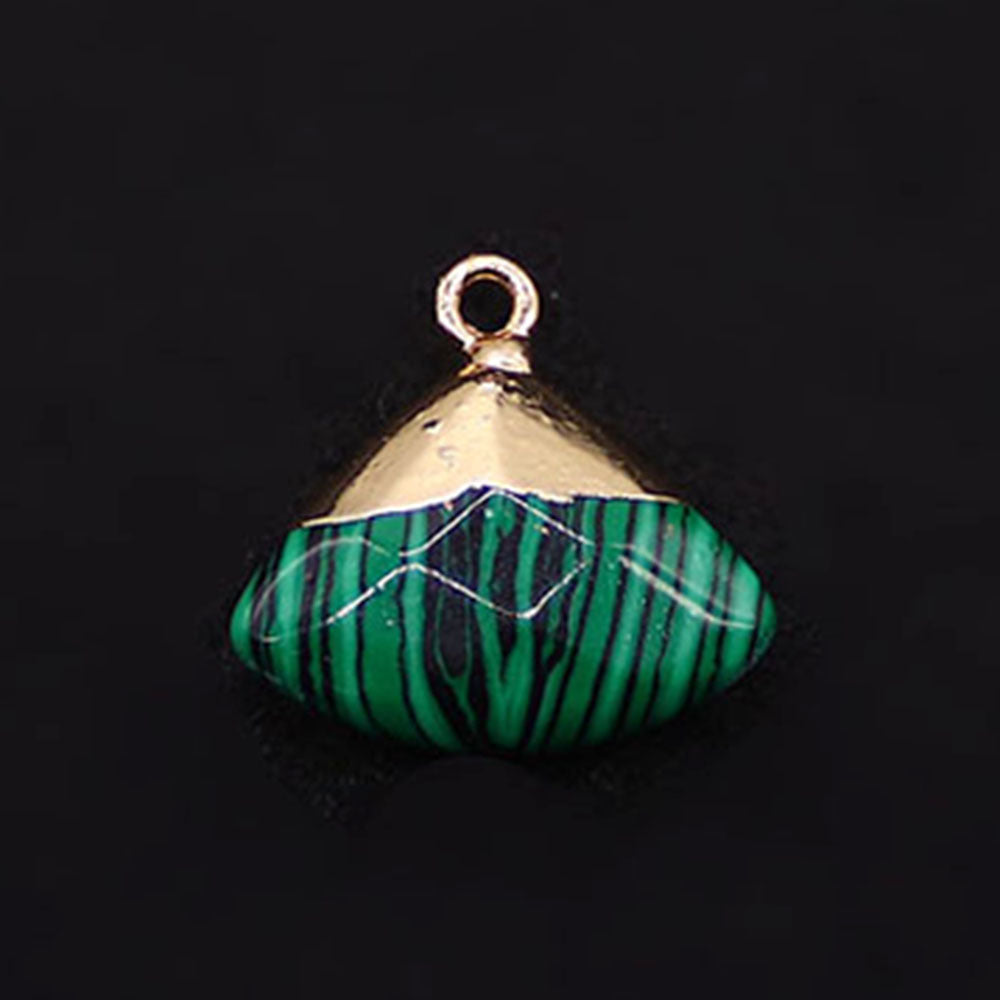 Electroplated Natural Stone Pendant With Copper Plated Finish And Malachite Inlay Featuring Stone Texture
