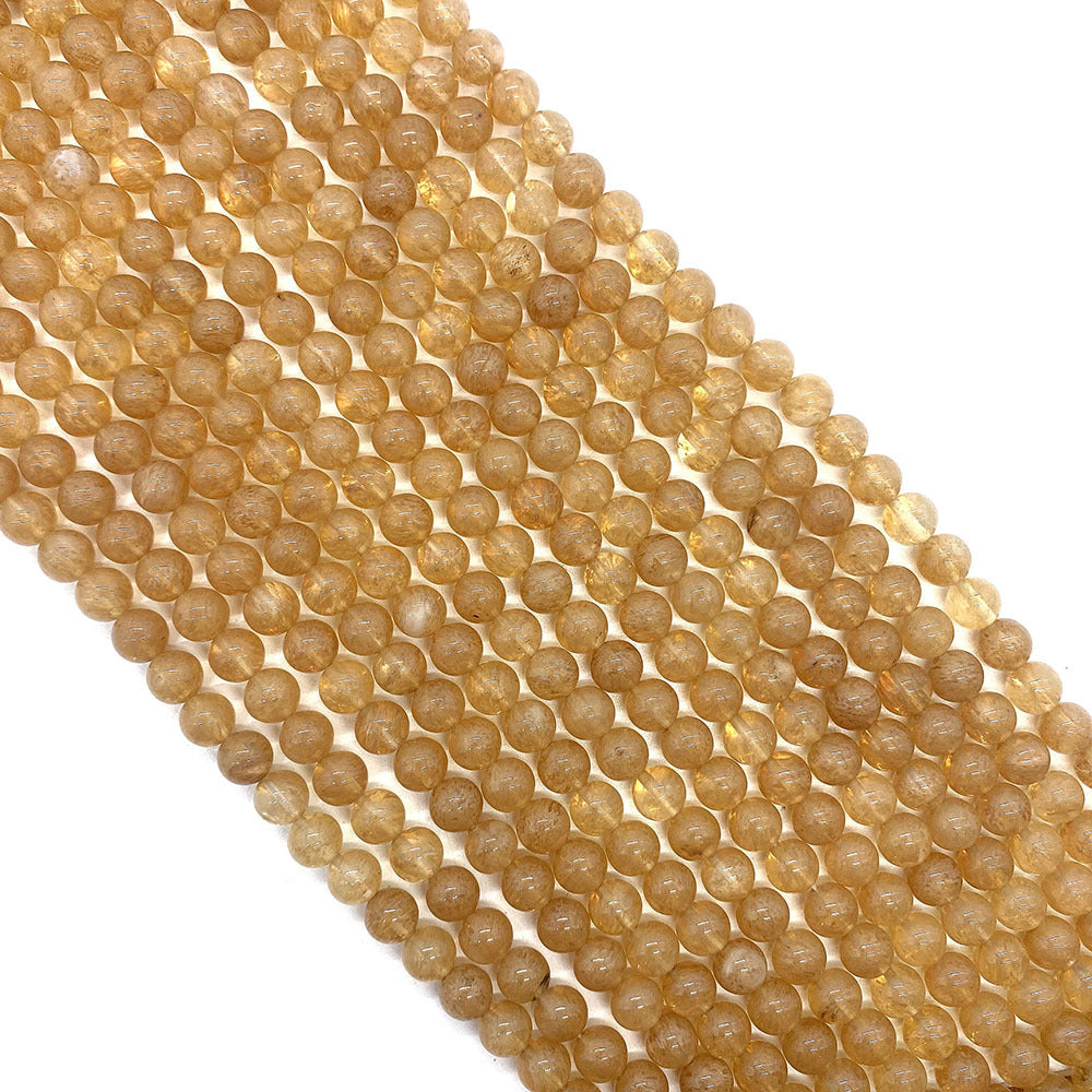 Natural Stone Watermelon Beads With Polished Finish, Diameter 6 Mm, Featuring Watermelon Stone Inlay In Yellow