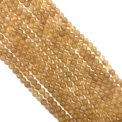 Natural Stone Watermelon Beads With Polished Finish, Diameter 6 Mm, Featuring Watermelon Stone Inlay In Yellow