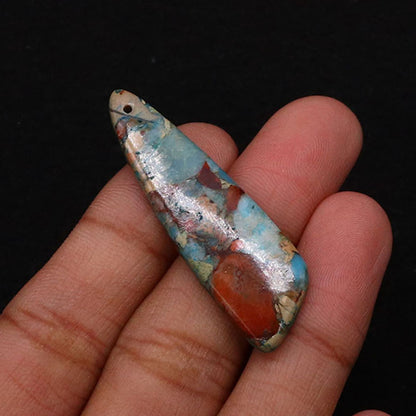 Irregular Natural Stone Pendant With Dyed Turquoise Inlay Featuring Emperor Stone Accent