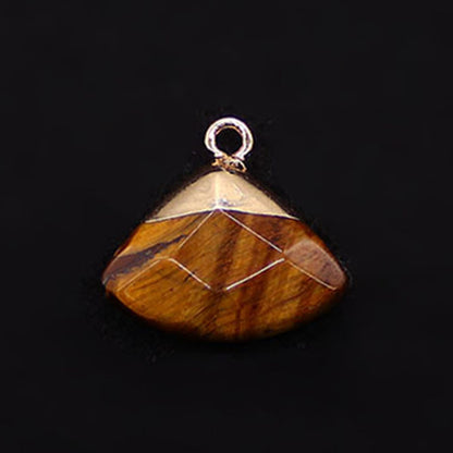 Electroplated Natural Stone Pendant With Copper Plated Finish And Malachite Inlay Featuring Stone Texture