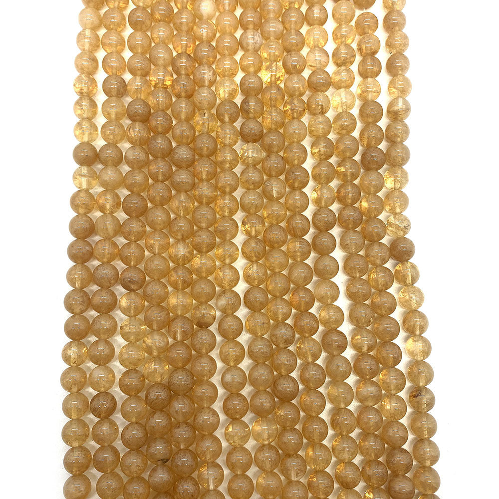 Natural Stone Watermelon Beads With Polished Finish, Diameter 6 Mm, Featuring Watermelon Stone Inlay In Yellow
