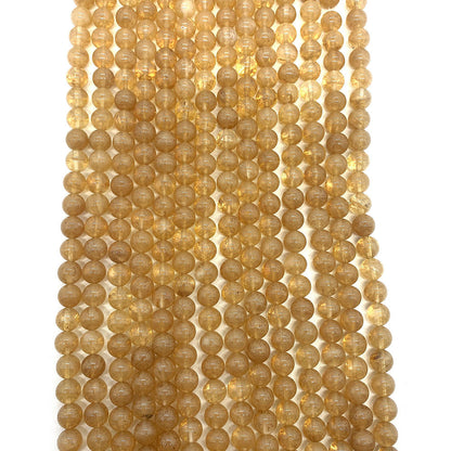 Natural Stone Watermelon Beads With Polished Finish, Diameter 6 Mm, Featuring Watermelon Stone Inlay In Yellow