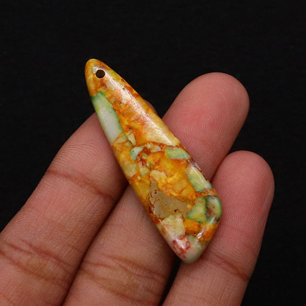 Irregular Natural Stone Pendant With Dyed Turquoise Inlay Featuring Emperor Stone Accent