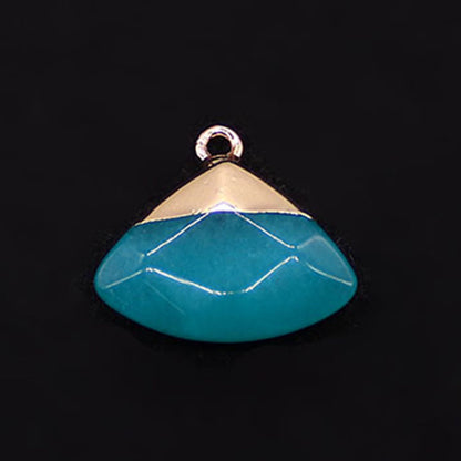 Electroplated Natural Stone Pendant With Copper Plated Finish And Malachite Inlay Featuring Stone Texture