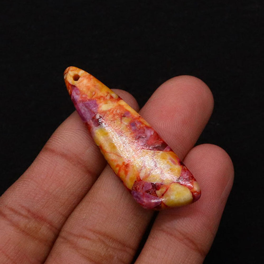 Irregular Natural Stone Pendant With Dyed Turquoise Inlay Featuring Emperor Stone Accent