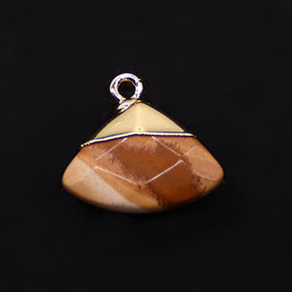 Electroplated Natural Stone Pendant With Copper Plated Finish And Malachite Inlay Featuring Stone Texture