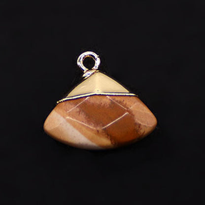Electroplated Natural Stone Pendant With Copper Plated Finish And Malachite Inlay Featuring Stone Texture