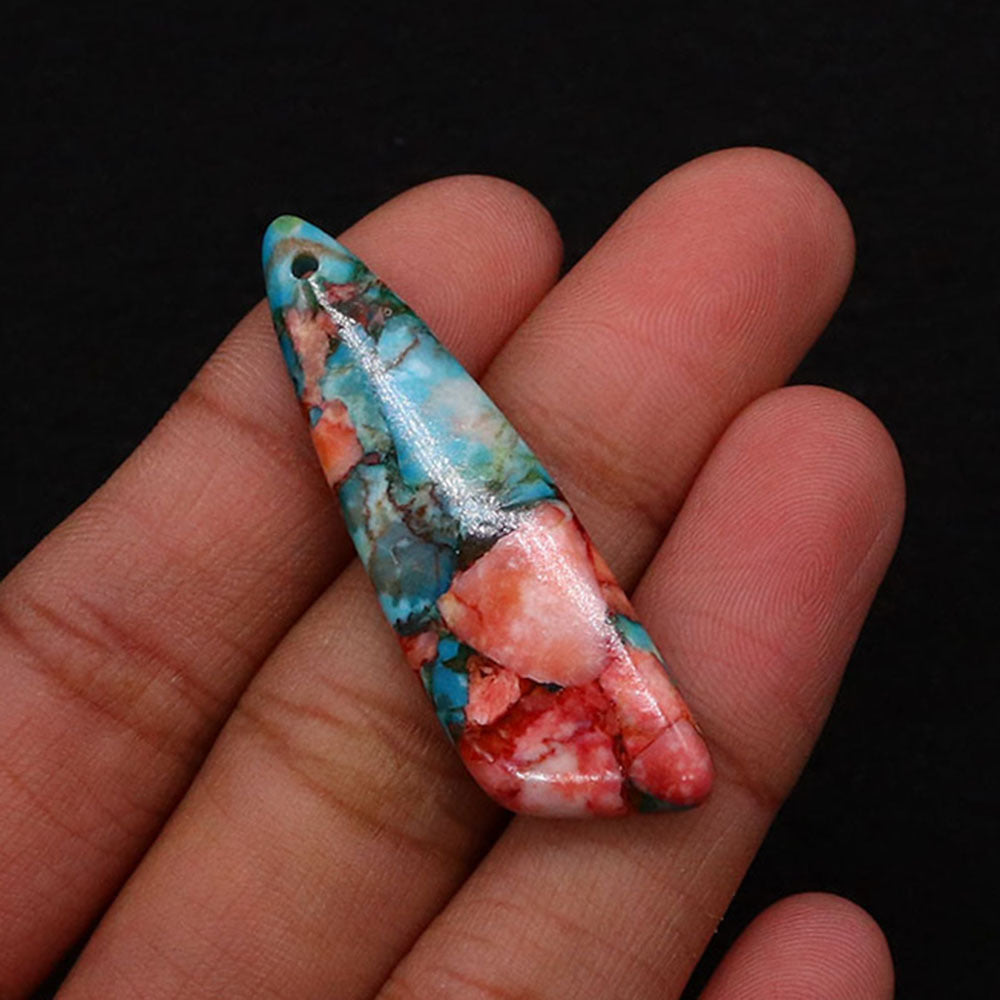 Irregular Natural Stone Pendant With Dyed Turquoise Inlay Featuring Emperor Stone Accent