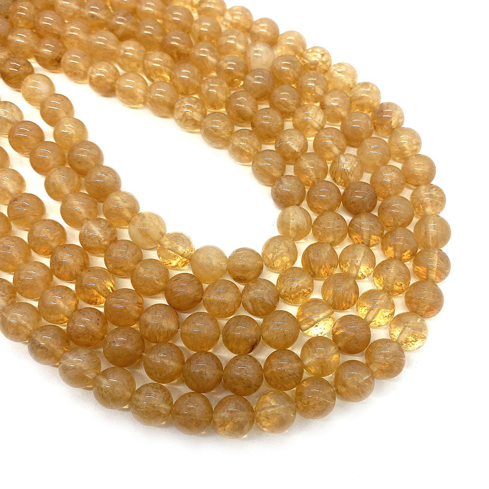 Natural Stone Watermelon Beads With Polished Finish, Diameter 6 Mm, Featuring Watermelon Stone Inlay In Yellow