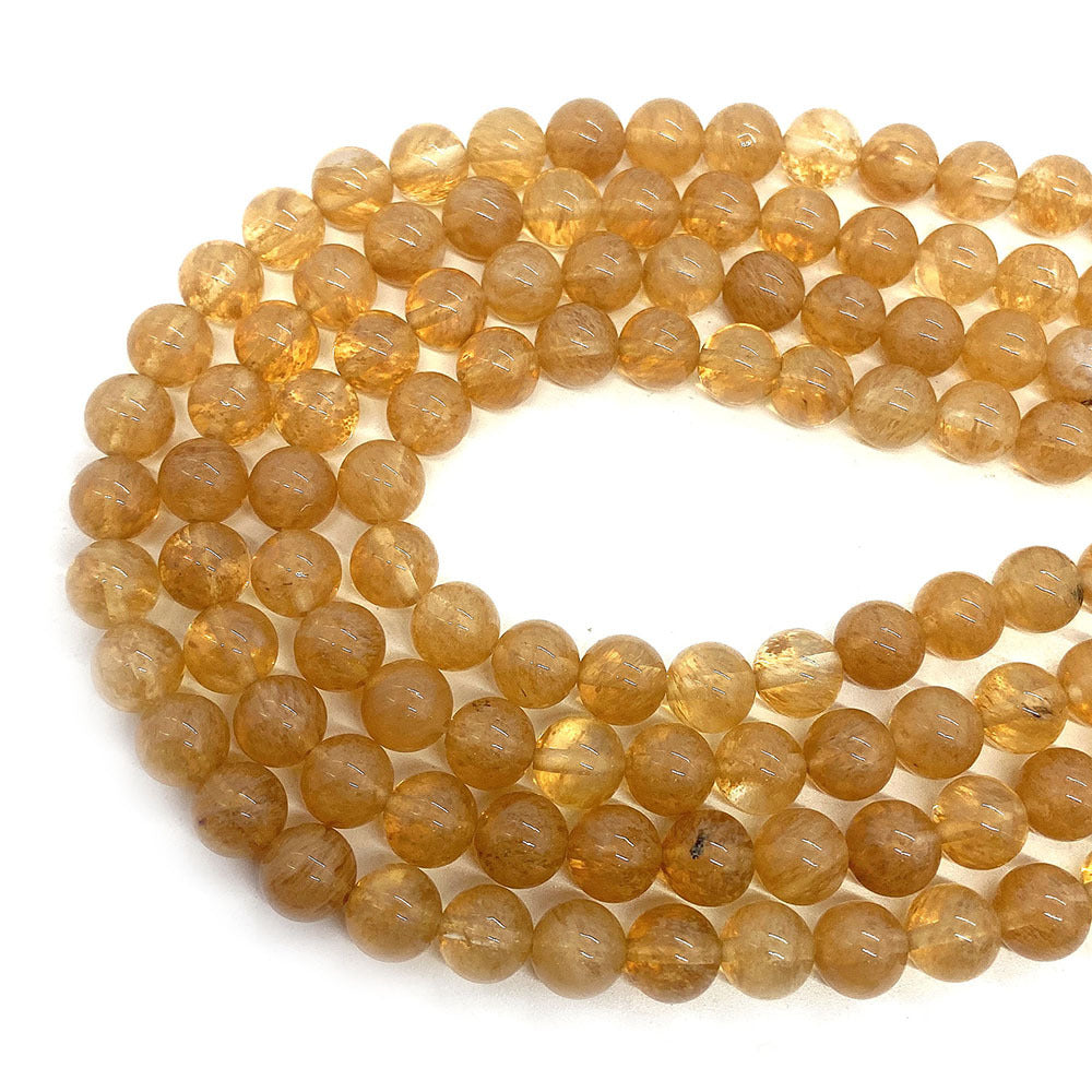 Natural Stone Watermelon Beads With Polished Finish, Diameter 6 Mm, Featuring Watermelon Stone Inlay In Yellow