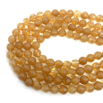 Natural Stone Watermelon Beads With Polished Finish, Diameter 6 Mm, Featuring Watermelon Stone Inlay In Yellow