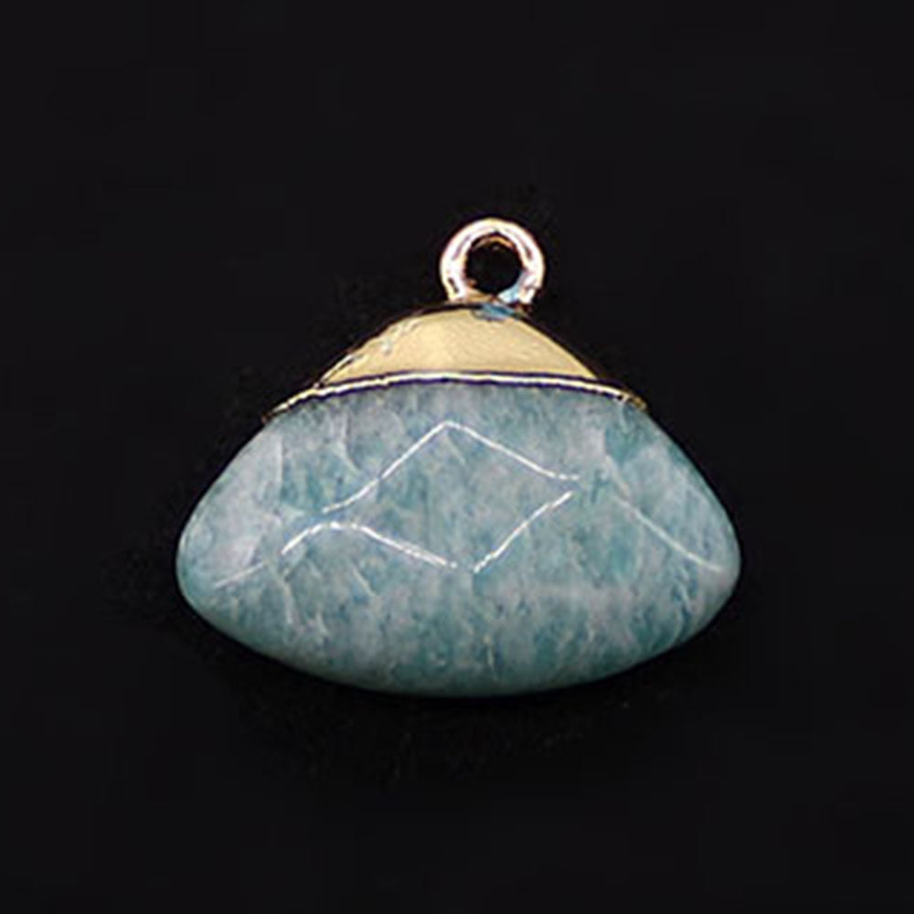 Electroplated Natural Stone Pendant With Copper Plated Finish And Malachite Inlay Featuring Stone Texture