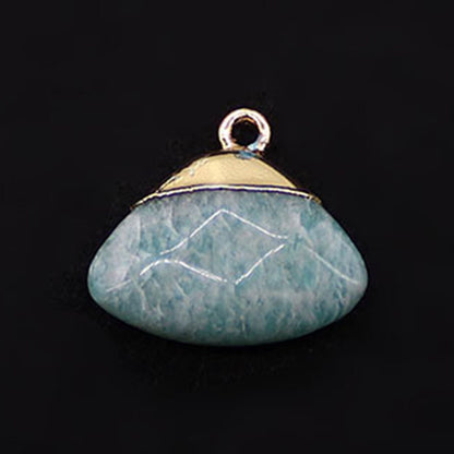 Electroplated Natural Stone Pendant With Copper Plated Finish And Malachite Inlay Featuring Stone Texture