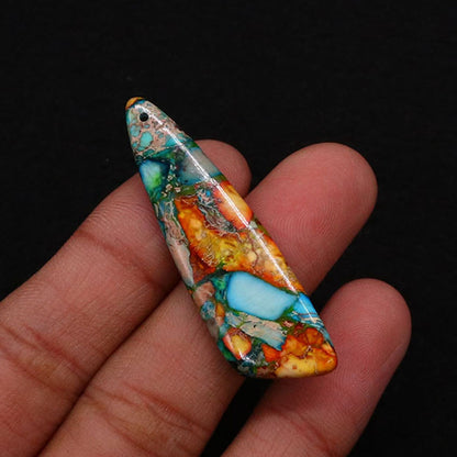 Irregular Natural Stone Pendant With Dyed Turquoise Inlay Featuring Emperor Stone Accent