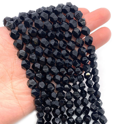 Natural Dyed Black Agate Beads For Jewelry Making, Diameter 6 Mm, Center-Drilled And Cut