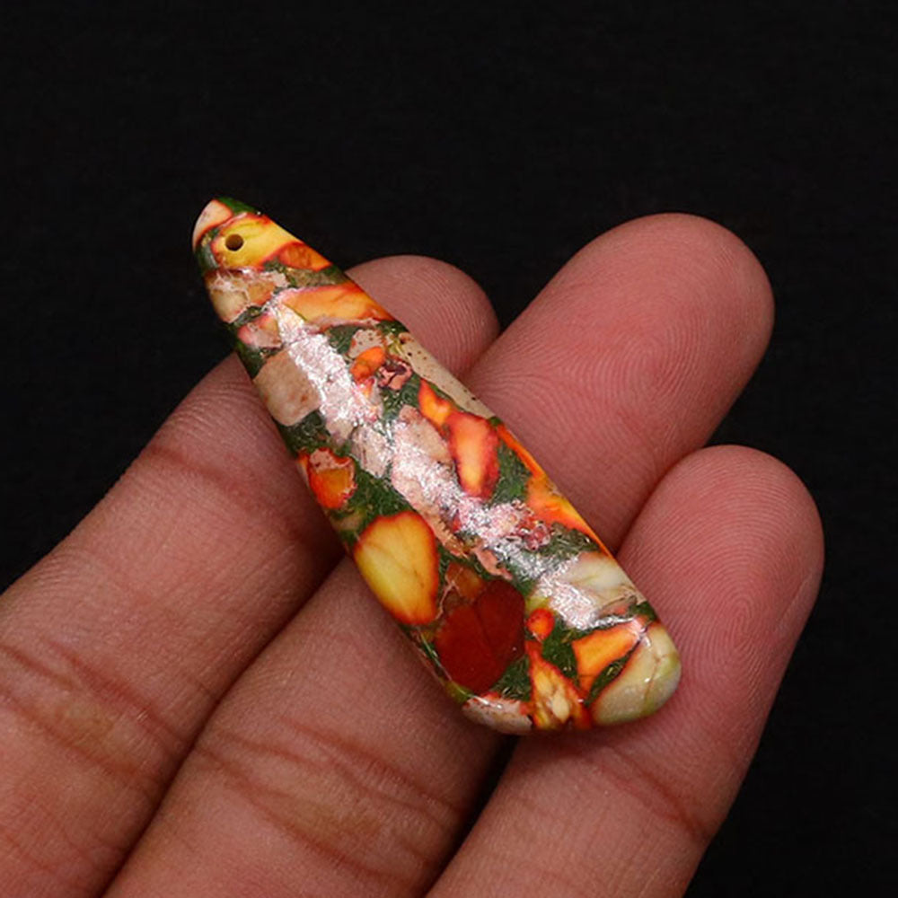 Irregular Natural Stone Pendant With Dyed Turquoise Inlay Featuring Emperor Stone Accent