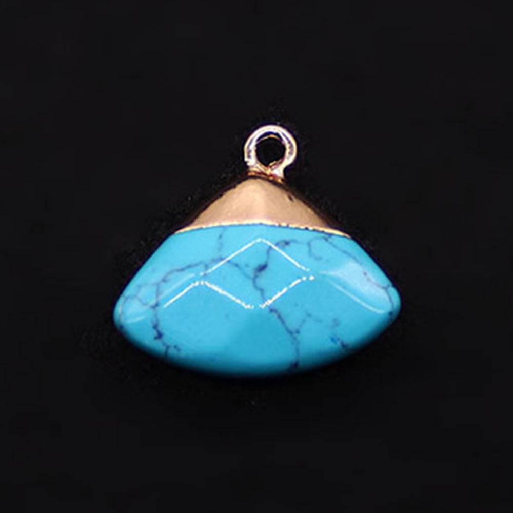 Electroplated Natural Stone Pendant With Copper Plated Finish And Malachite Inlay Featuring Stone Texture