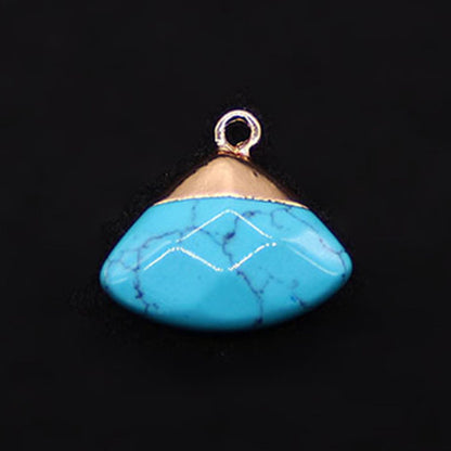 Electroplated Natural Stone Pendant With Copper Plated Finish And Malachite Inlay Featuring Stone Texture