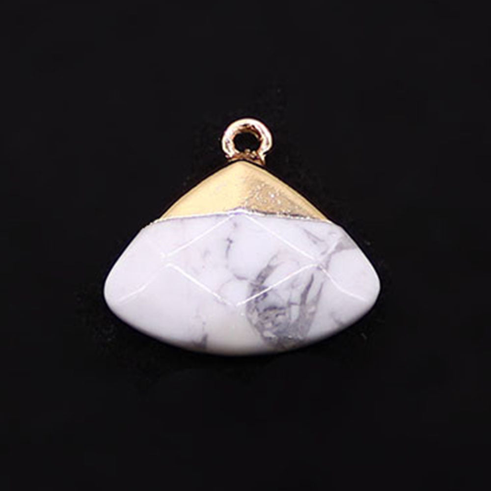 Electroplated Natural Stone Pendant With Copper Plated Finish And Malachite Inlay Featuring Stone Texture