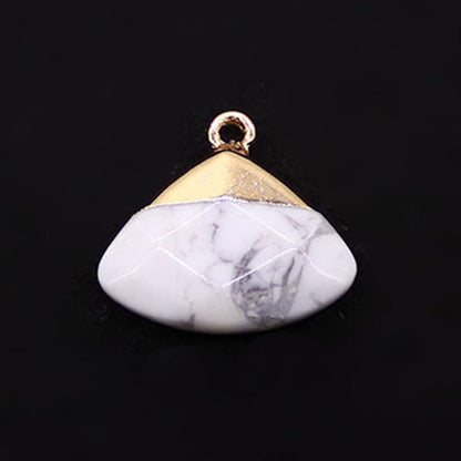 Electroplated Natural Stone Pendant With Copper Plated Finish And Malachite Inlay Featuring Stone Texture