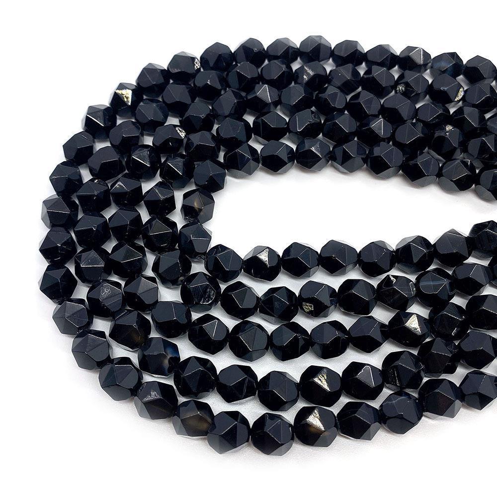 Natural Dyed Black Agate Beads For Jewelry Making, Diameter 6 Mm, Center-Drilled And Cut