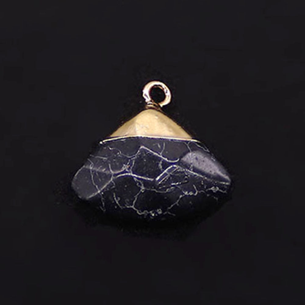 Electroplated Natural Stone Pendant With Copper Plated Finish And Malachite Inlay Featuring Stone Texture