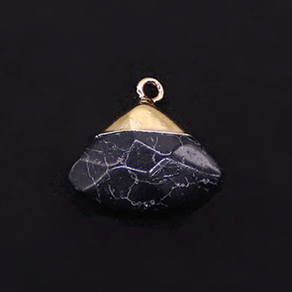 Electroplated Natural Stone Pendant With Copper Plated Finish And Malachite Inlay Featuring Stone Texture