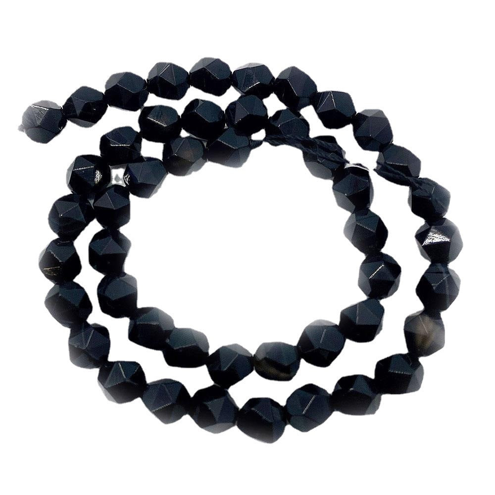 Natural Dyed Black Agate Beads For Jewelry Making, Diameter 6 Mm, Center-Drilled And Cut