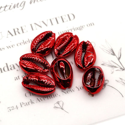 20 PCS Red Electroplated Shell Conch Beads For Jewelry Making