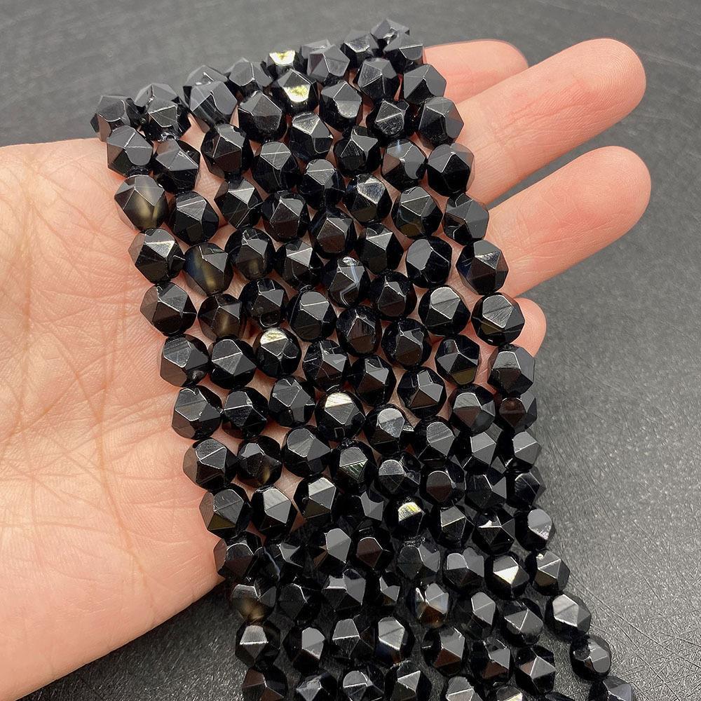 Natural Dyed Black Agate Beads For Jewelry Making, Diameter 6 Mm, Center-Drilled And Cut