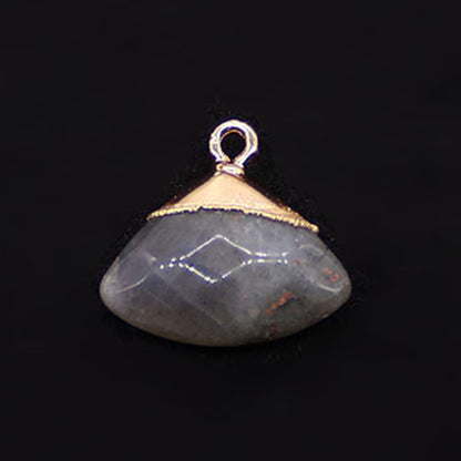 Electroplated Natural Stone Pendant With Copper Plated Finish And Malachite Inlay Featuring Stone Texture