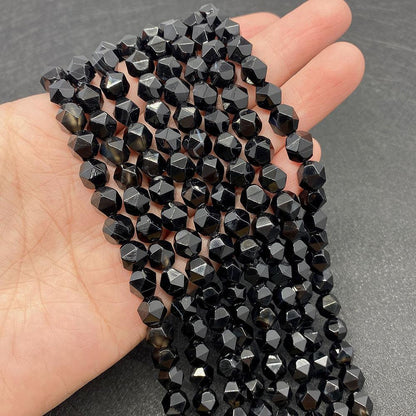 Natural Dyed Black Agate Beads For Jewelry Making, Diameter 6 Mm, Center-Drilled And Cut