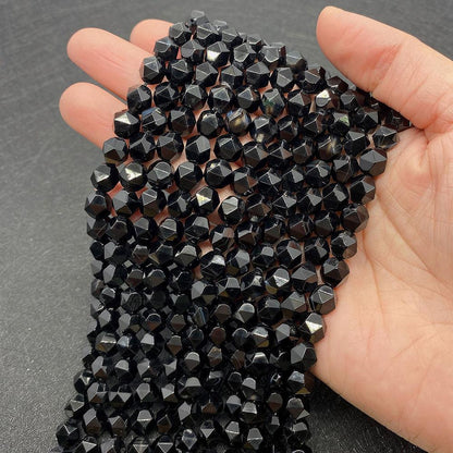 Natural Dyed Black Agate Beads For Jewelry Making, Diameter 6 Mm, Center-Drilled And Cut