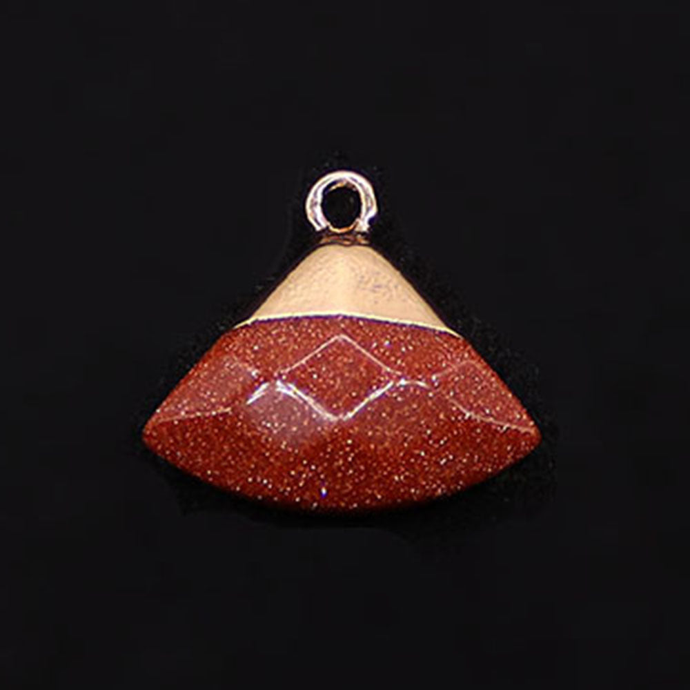 Electroplated Natural Stone Pendant With Copper Plated Finish And Malachite Inlay Featuring Stone Texture