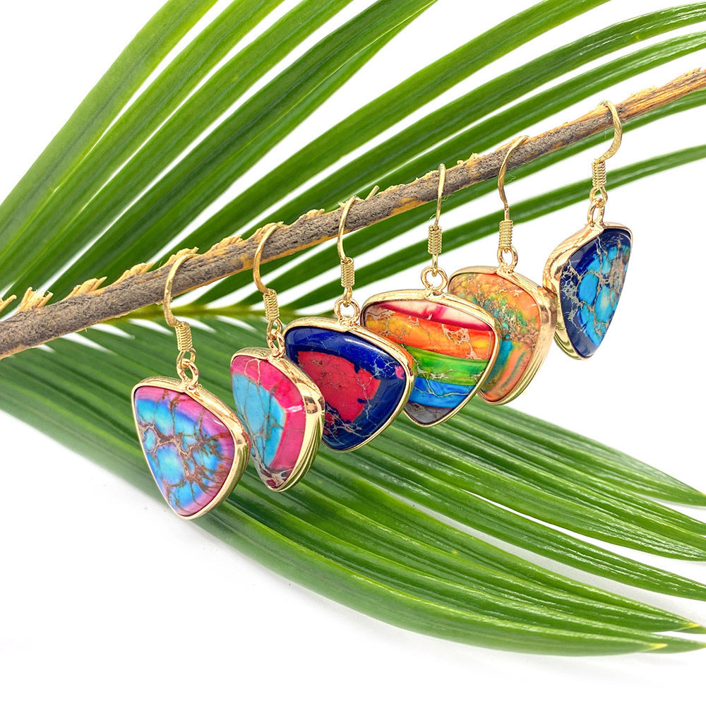 Trillion-cut Turquoise Pendant Featuring Natural Turquoise Inlay, Available In Vibrant Colour