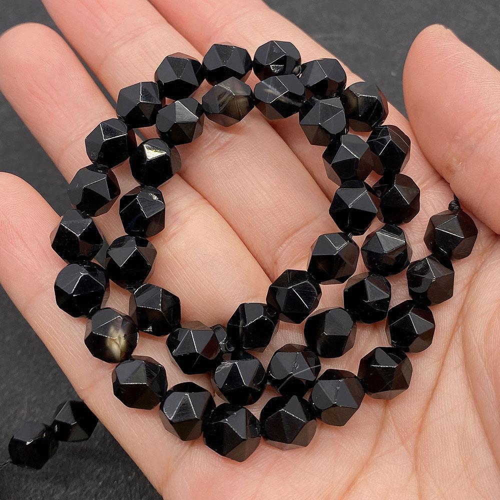 Natural Dyed Black Agate Beads For Jewelry Making, Diameter 6 Mm, Center-Drilled And Cut