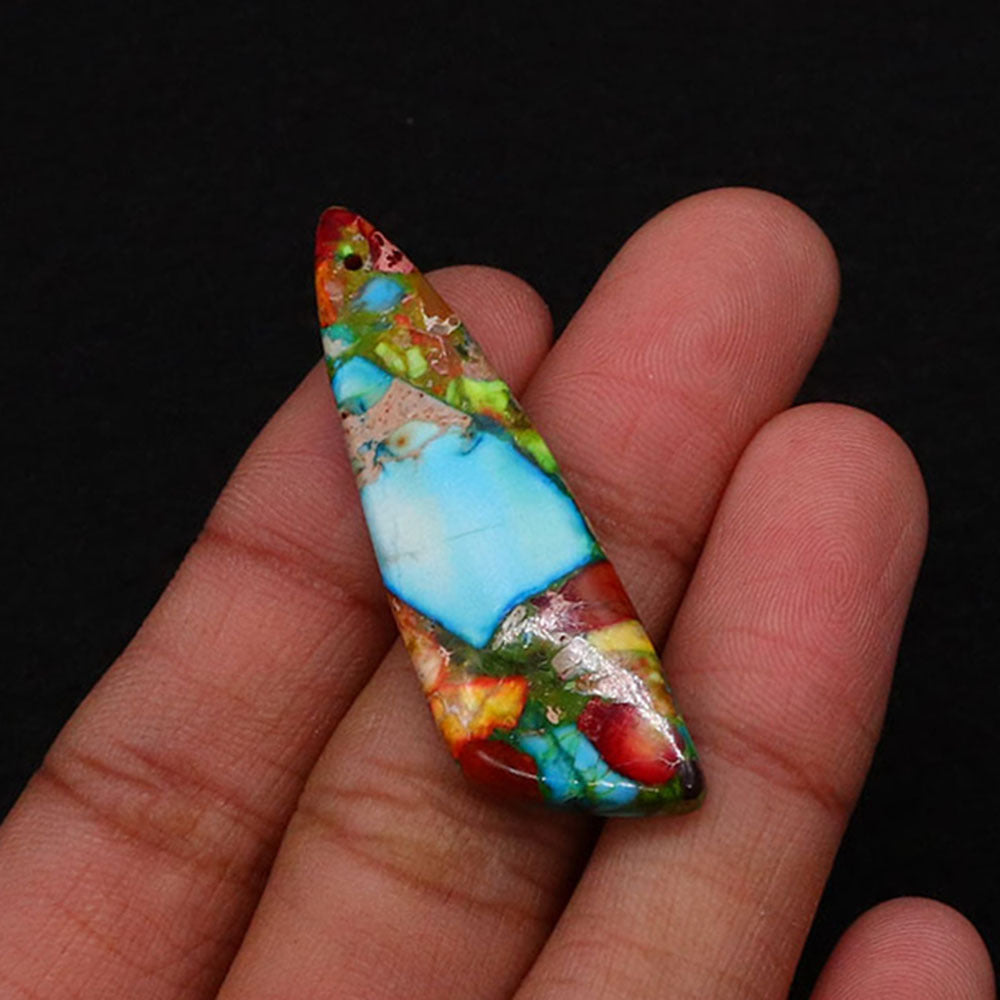 Irregular Natural Stone Pendant With Dyed Turquoise Inlay Featuring Emperor Stone Accent