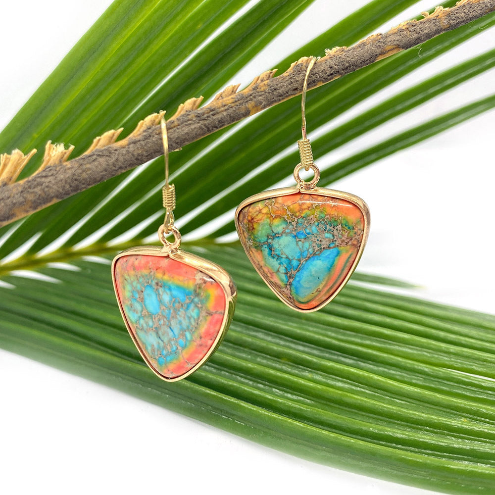 Trillion-cut Turquoise Pendant Featuring Natural Turquoise Inlay, Available In Vibrant Colour