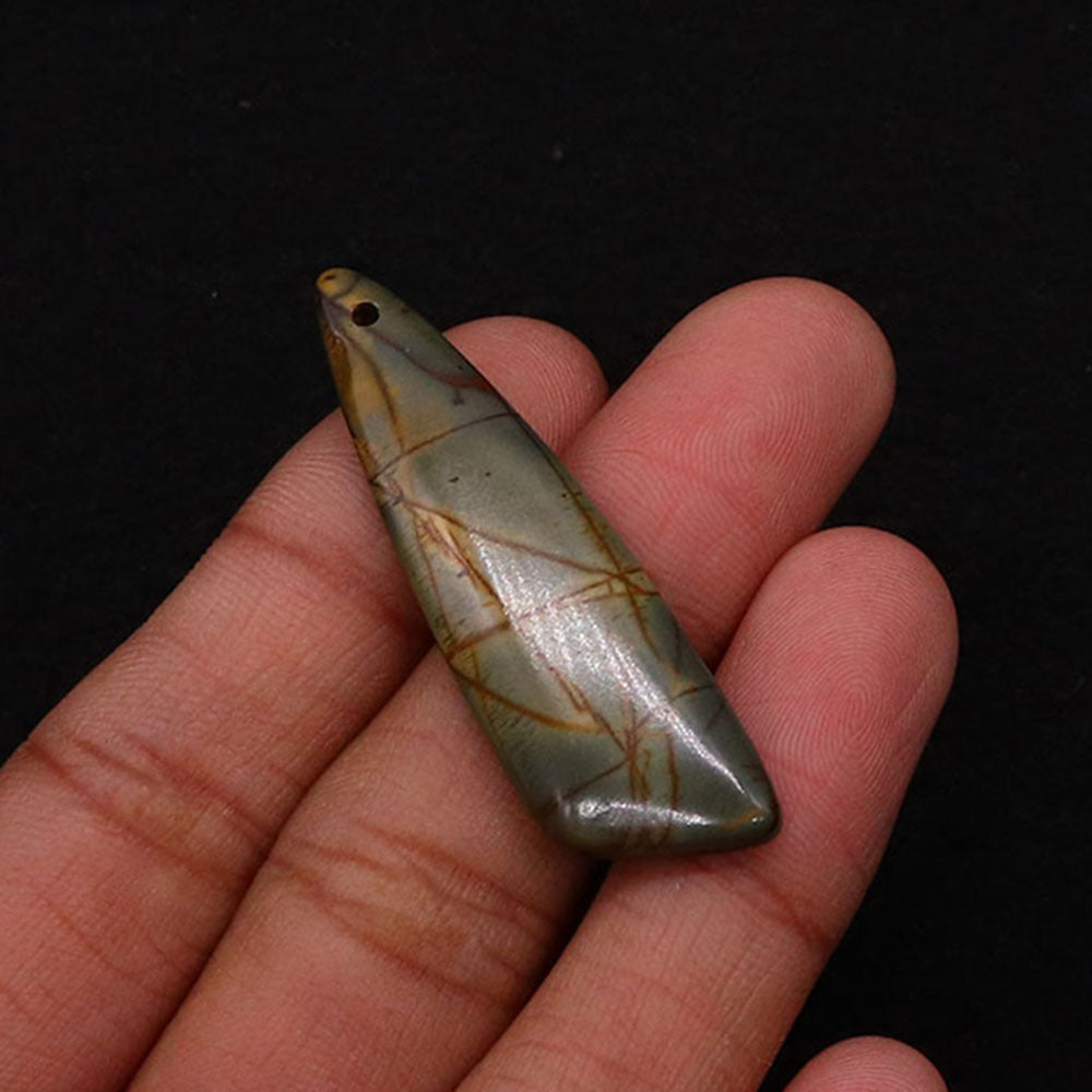 Irregular Natural Stone Pendant With Dyed Turquoise Inlay Featuring Emperor Stone Accent
