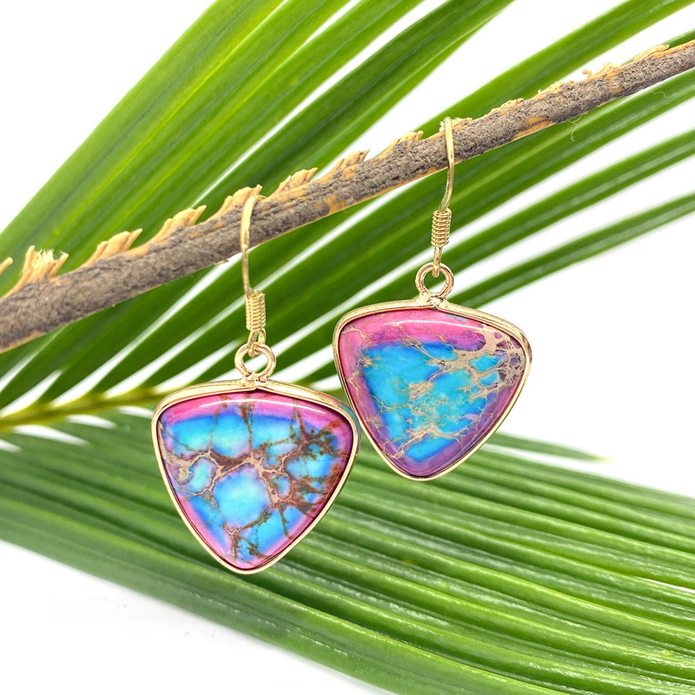 Trillion-cut Turquoise Pendant Featuring Natural Turquoise Inlay, Available In Vibrant Colour