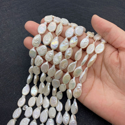 Oval Freshwater Pearl Beads With Irregular Baroque Pearl Inlay, Natural Baroque Style Loose Beads For Jewelry Making
