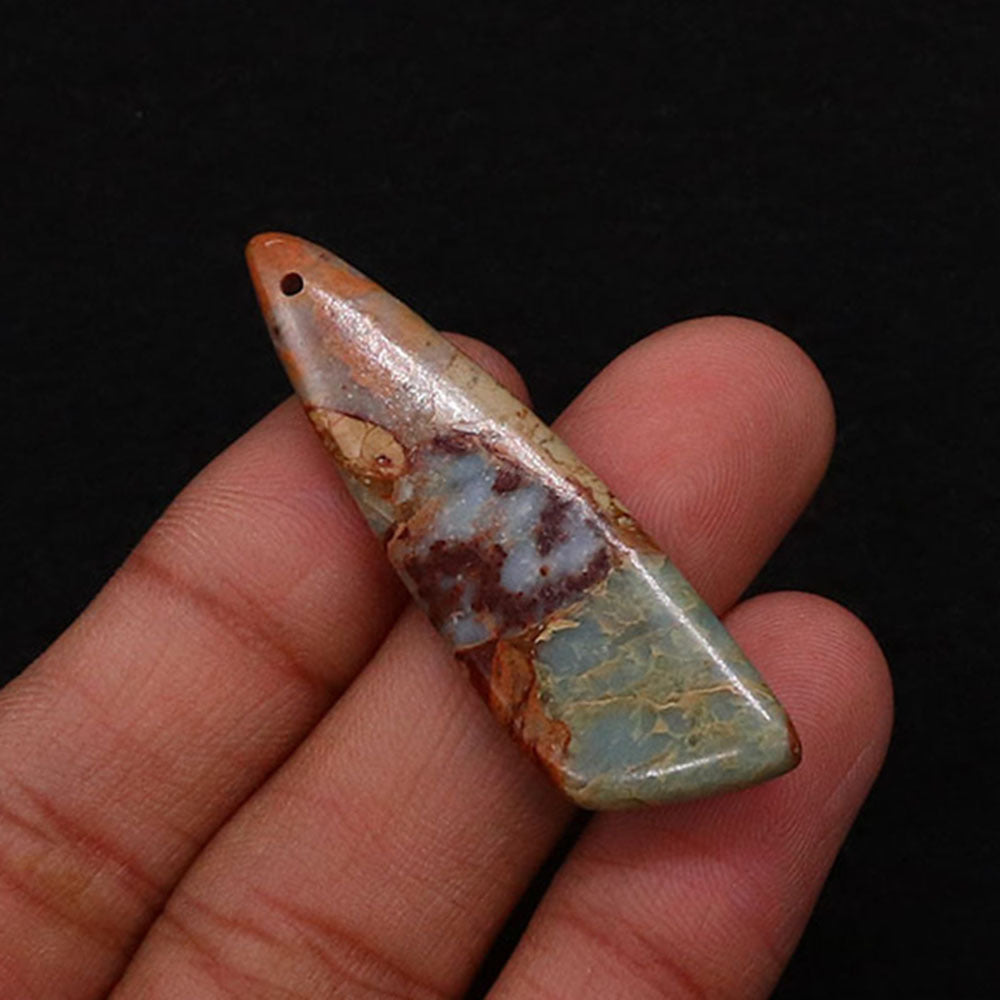 Irregular Natural Stone Pendant With Dyed Turquoise Inlay Featuring Emperor Stone Accent