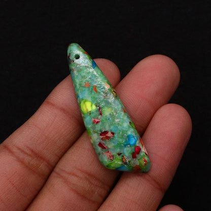 Irregular Natural Stone Pendant With Dyed Turquoise Inlay Featuring Emperor Stone Accent