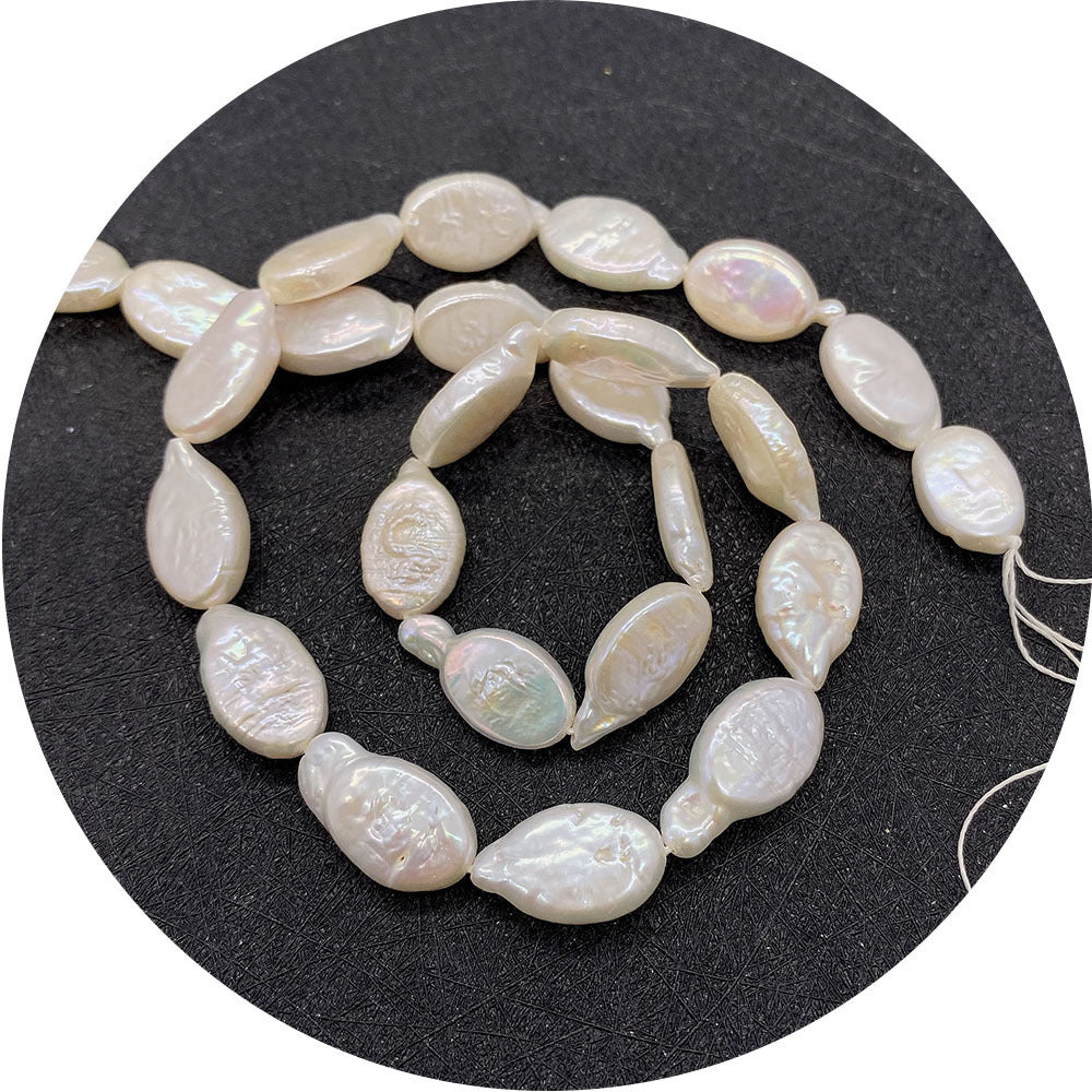 Oval Freshwater Pearl Beads With Irregular Baroque Pearl Inlay, Natural Baroque Style Loose Beads For Jewelry Making