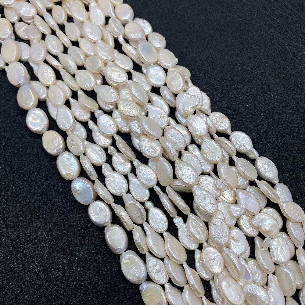 Oval Freshwater Pearl Beads With Irregular Baroque Pearl Inlay, Natural Baroque Style Loose Beads For Jewelry Making