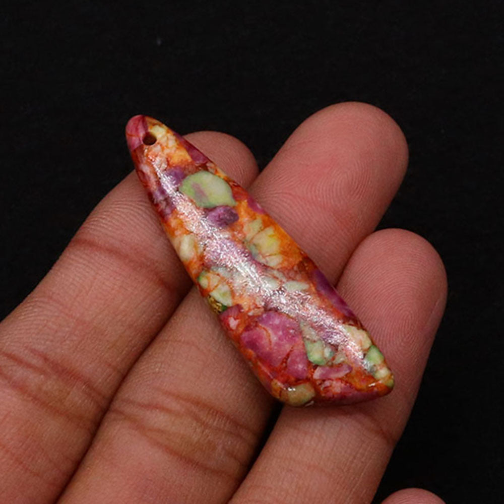 Irregular Natural Stone Pendant With Dyed Turquoise Inlay Featuring Emperor Stone Accent